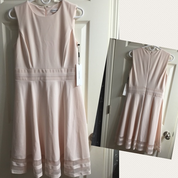 NWT Calvin Klein Fit Flare Sleeveless Dress Pink 8 - Picture 7 of 13